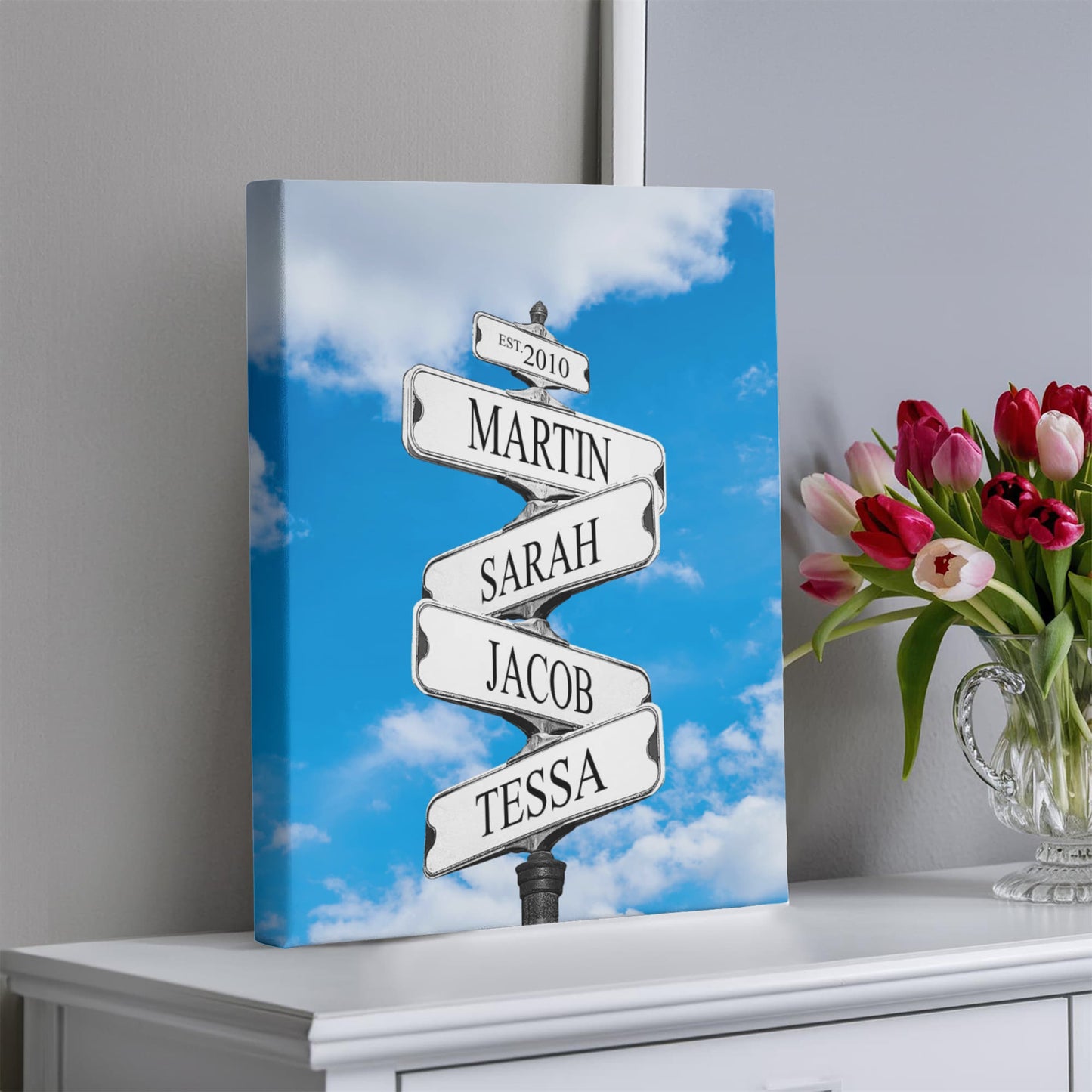 Personalized Family Names Sign, Multi Names Canvas Wall Art, Custom Street Sign Gift, Premium Wall Decor, Family Gift Idea
