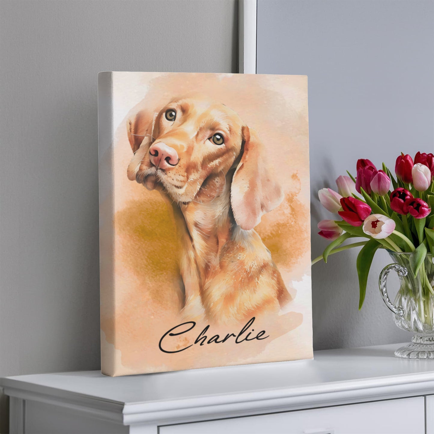 Personalized Pet Watercolor Portraits from photo canvas