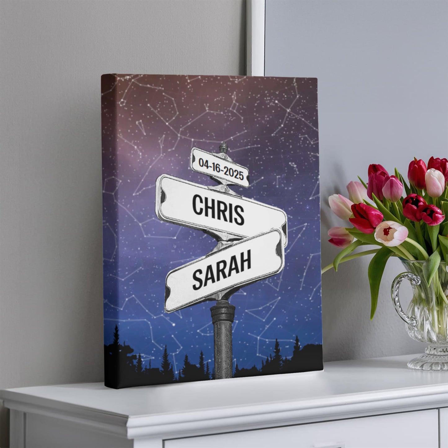 Custom Street sign Star Map Poster, Couple Anniversary Gift