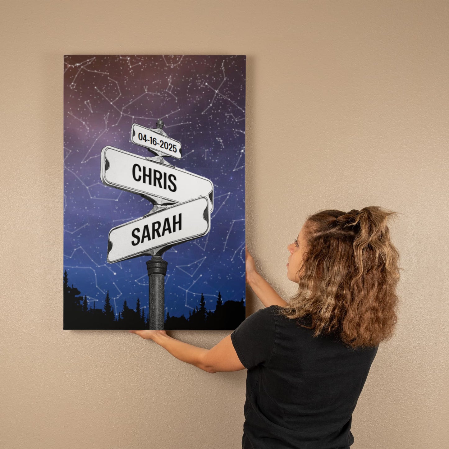 Custom Street sign Star Map Poster, Couple Anniversary Gift