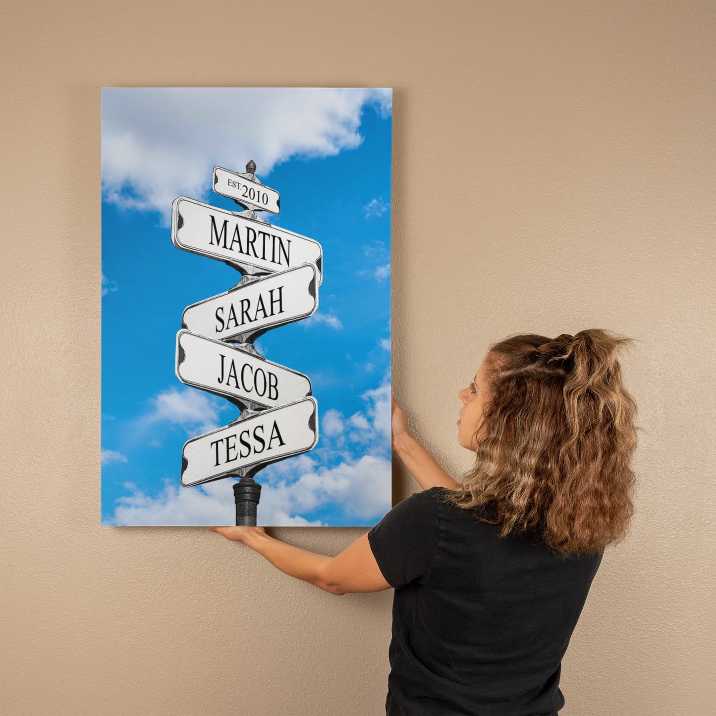 Personalized Family Names Sign, Multi Names Canvas Wall Art, Custom Street Sign Gift, Premium Wall Decor, Family Gift Idea