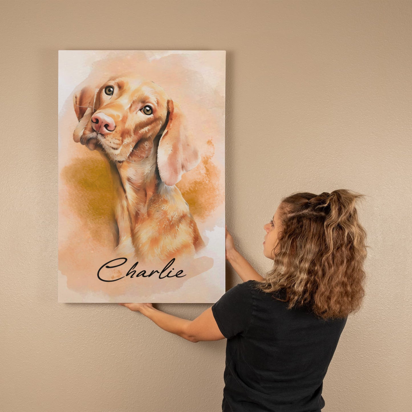 Personalized Pet Watercolor Portraits from photo canvas