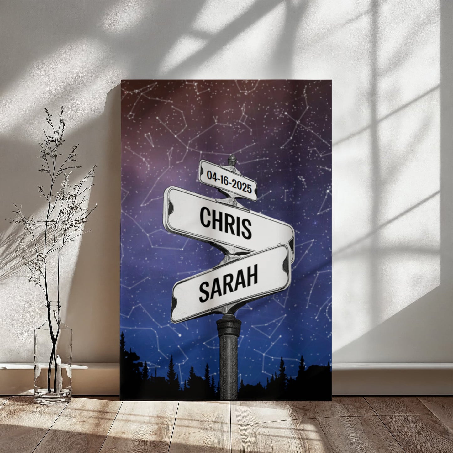 Custom Street sign Star Map Poster, Couple Anniversary Gift