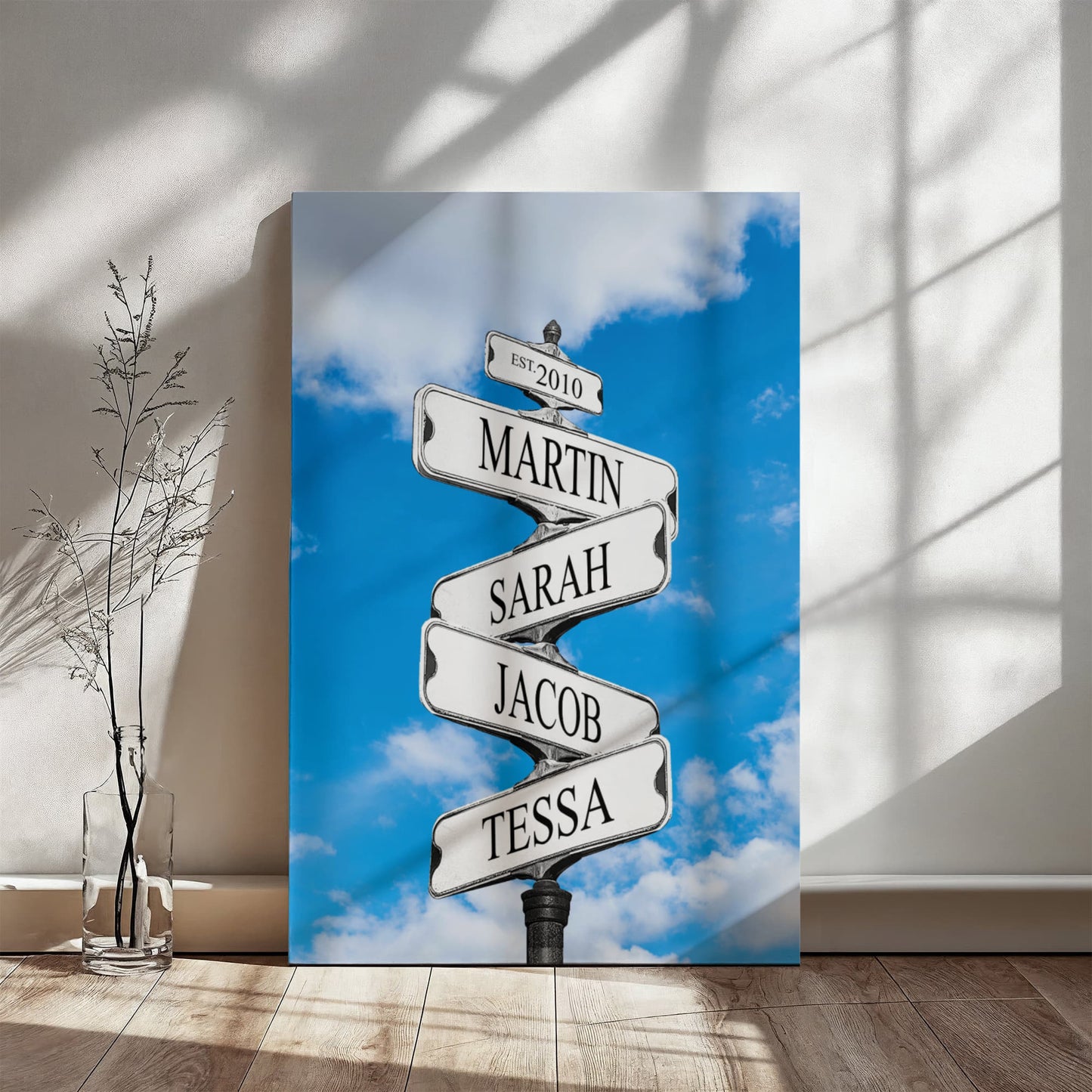 Personalized Family Names Sign, Multi Names Canvas Wall Art, Custom Street Sign Gift, Premium Wall Decor, Family Gift Idea