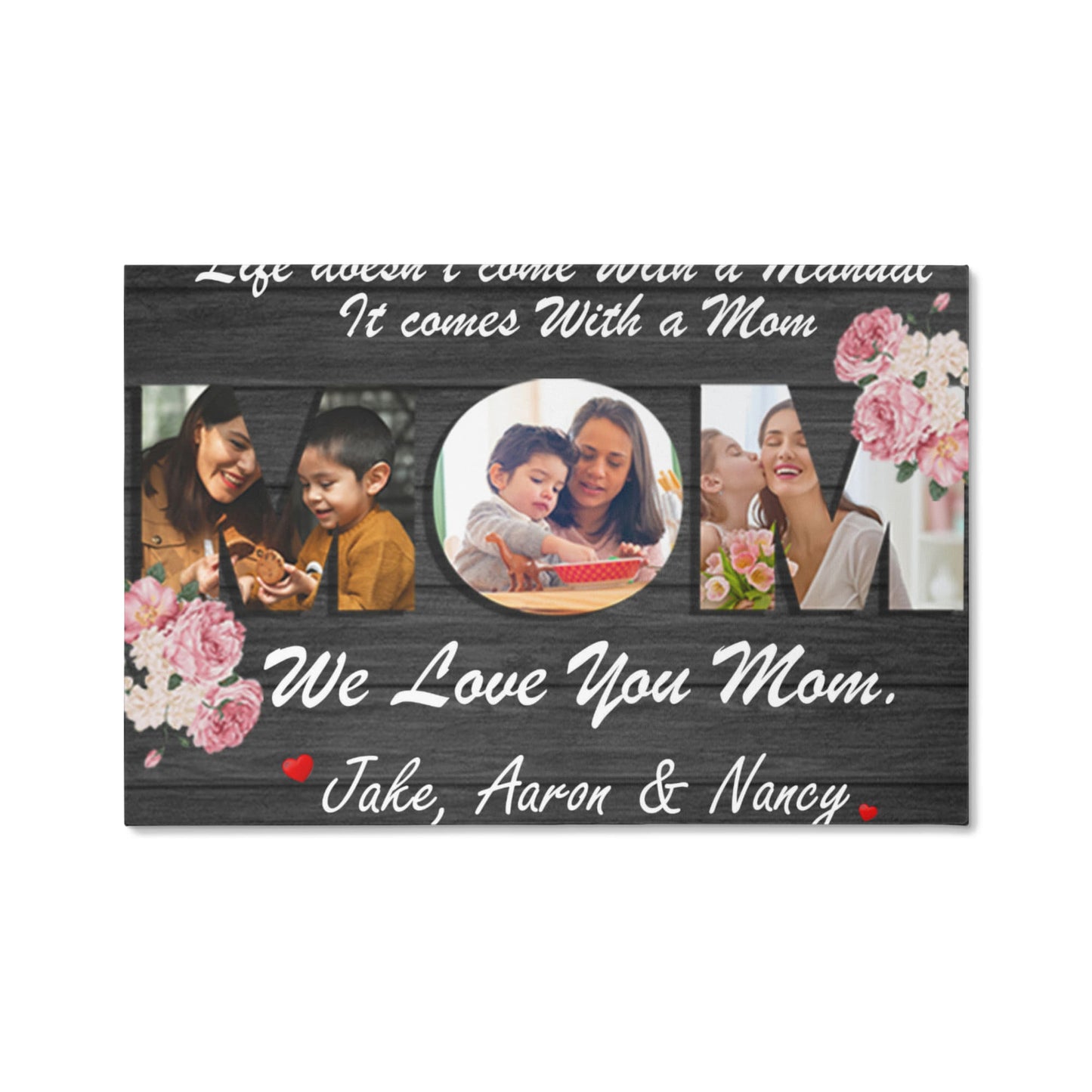 Custom Mothers Day Canvas Print, Personalized Mom Photo Canvas Wall Decor, Mommy Quote Print, Mothers Day Gift