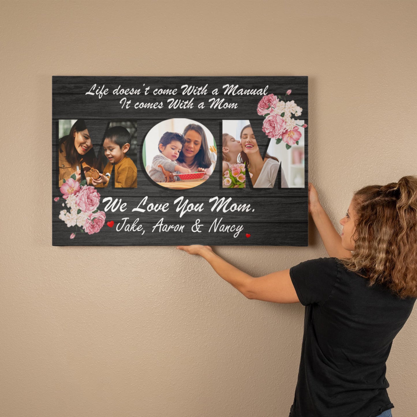 Custom Mothers Day Canvas Print, Personalized Mom Photo Canvas Wall Decor, Mommy Quote Print, Mothers Day Gift