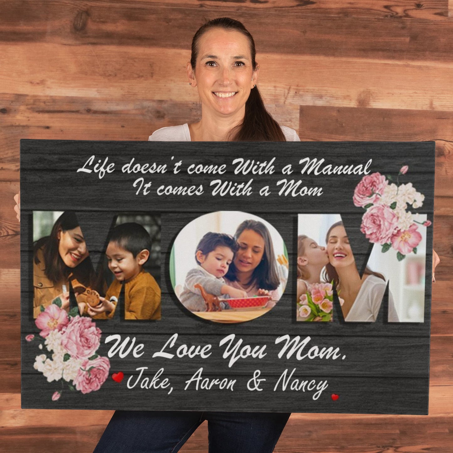 Custom Mothers Day Canvas Print, Personalized Mom Photo Canvas Wall Decor, Mommy Quote Print, Mothers Day Gift