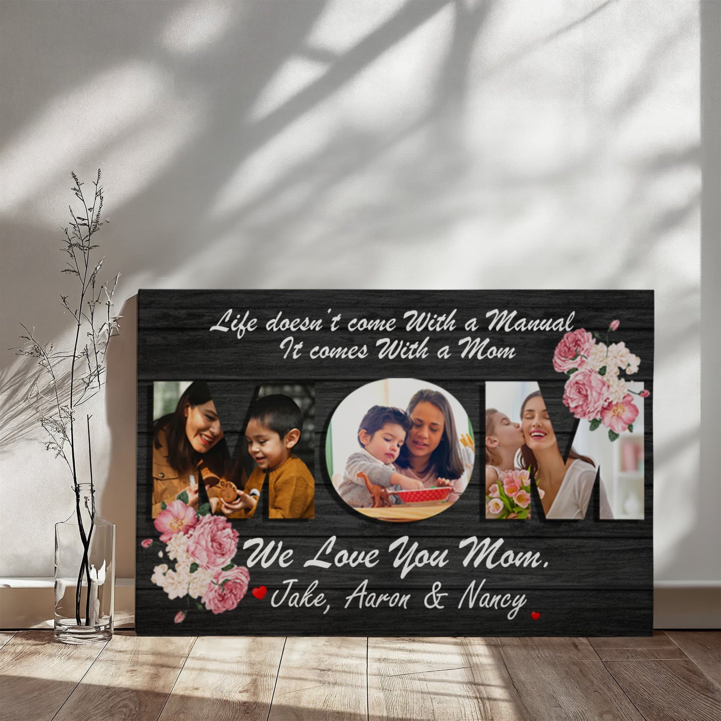 Custom Mothers Day Canvas Print, Personalized Mom Photo Canvas Wall Decor, Mommy Quote Print, Mothers Day Gift