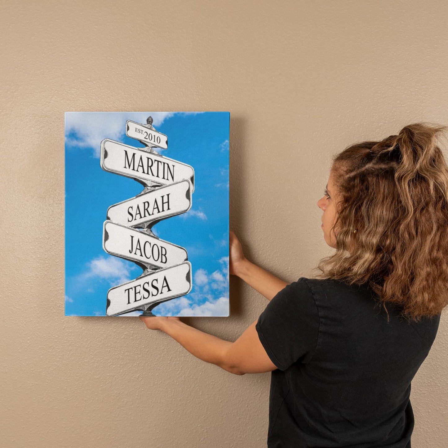 Personalized Family Names Sign, Multi Names Canvas Wall Art, Custom Street Sign Gift, Premium Wall Decor, Family Gift Idea
