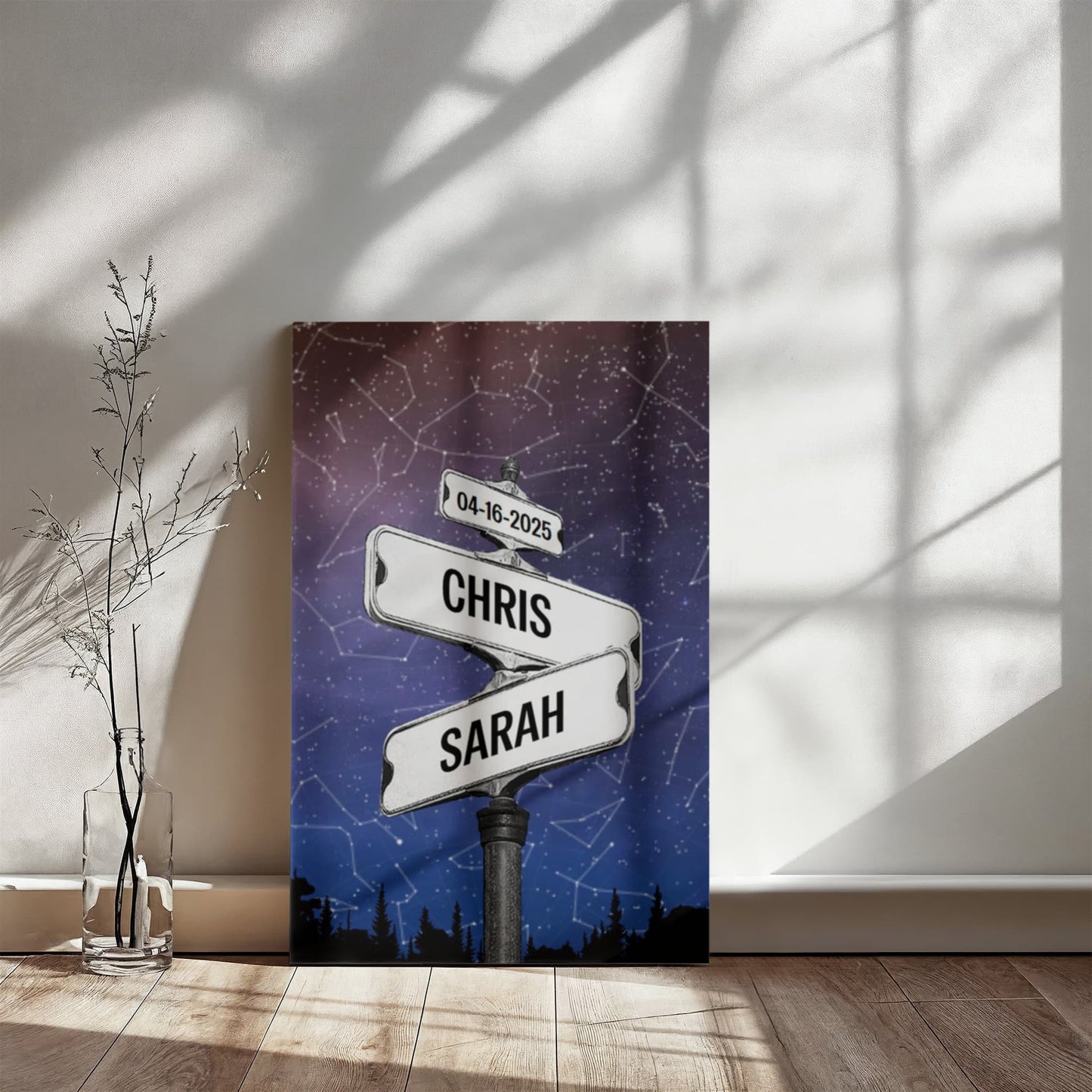Custom Street sign Star Map Poster, Couple Anniversary Gift