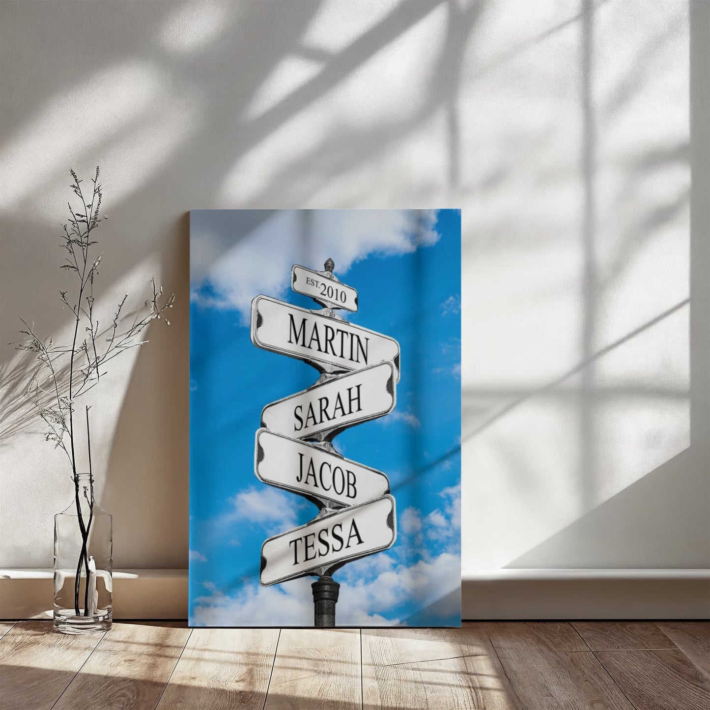 Personalized Family Names Sign, Multi Names Canvas Wall Art, Custom Street Sign Gift, Premium Wall Decor, Family Gift Idea