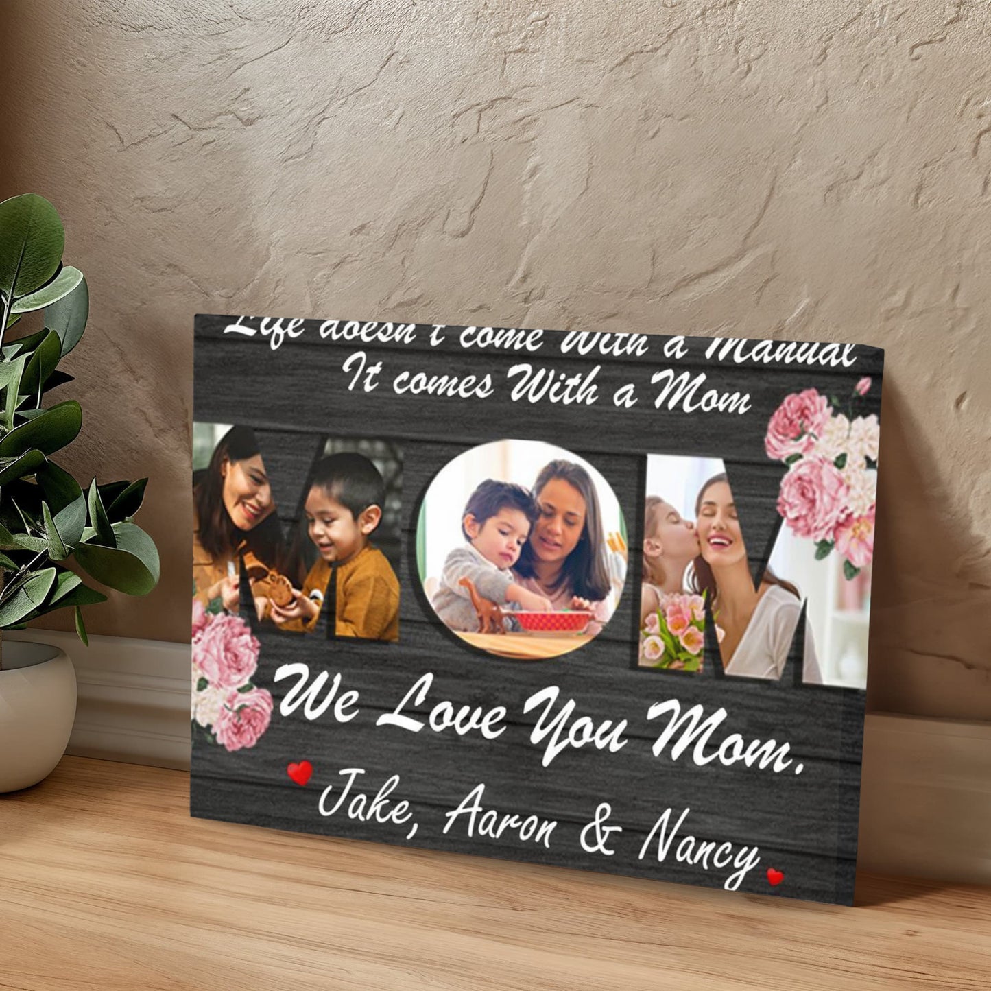 Custom Mothers Day Canvas Print, Personalized Mom Photo Canvas Wall Decor, Mommy Quote Print, Mothers Day Gift