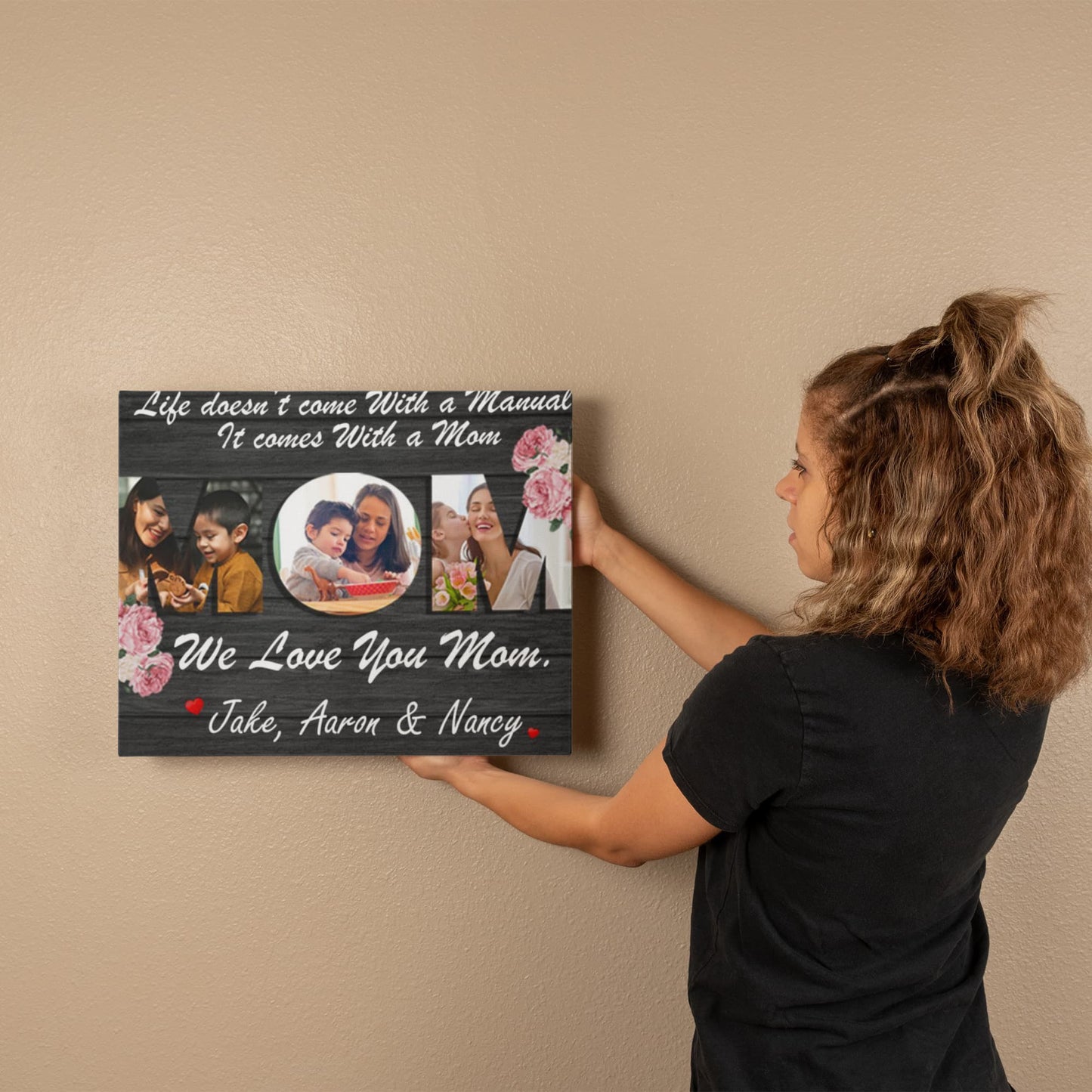 Custom Mothers Day Canvas Print, Personalized Mom Photo Canvas Wall Decor, Mommy Quote Print, Mothers Day Gift