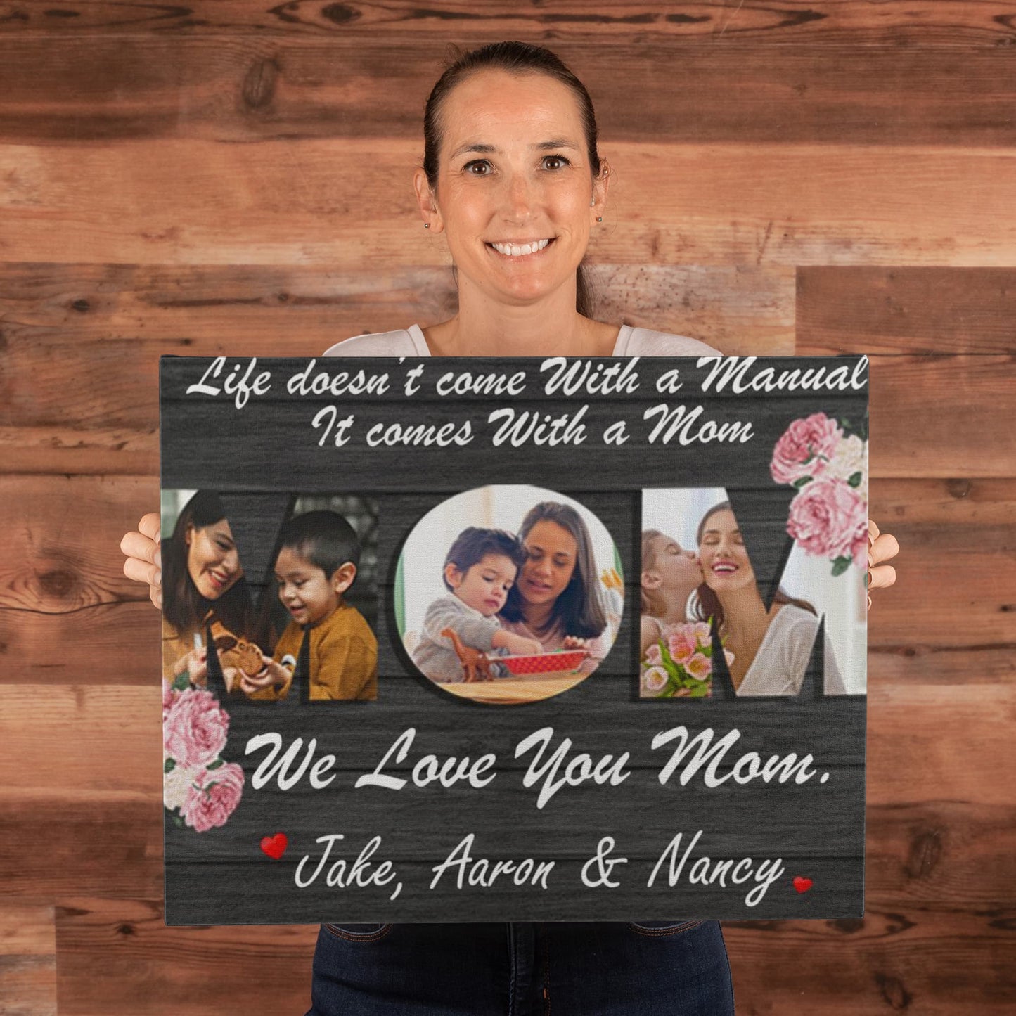 Custom Mothers Day Canvas Print, Personalized Mom Photo Canvas Wall Decor, Mommy Quote Print, Mothers Day Gift