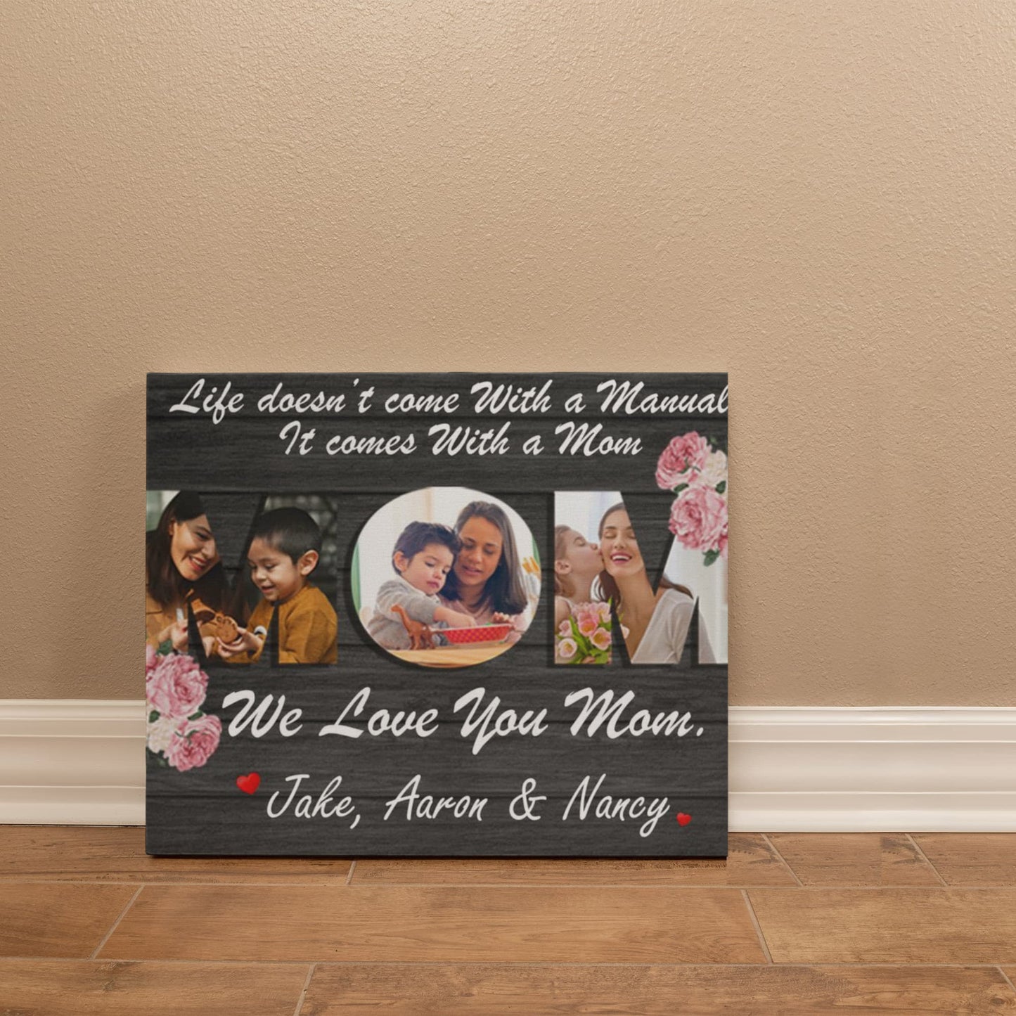 Custom Mothers Day Canvas Print, Personalized Mom Photo Canvas Wall Decor, Mommy Quote Print, Mothers Day Gift
