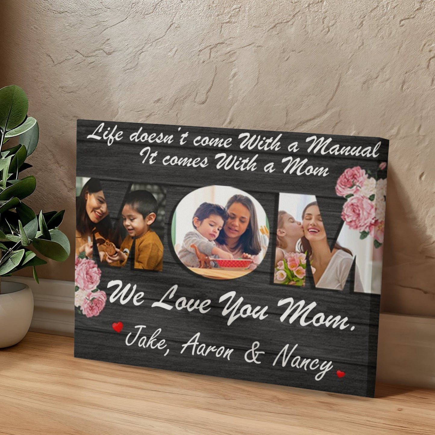 Custom Mothers Day Canvas Print, Personalized Mom Photo Canvas Wall Decor, Mommy Quote Print, Mothers Day Gift