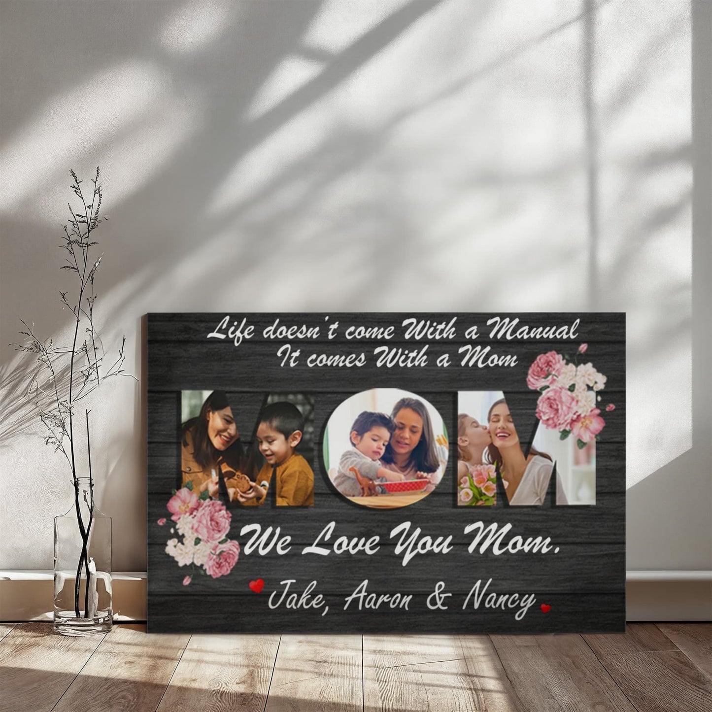 Custom Mothers Day Canvas Print, Personalized Mom Photo Canvas Wall Decor, Mommy Quote Print, Mothers Day Gift