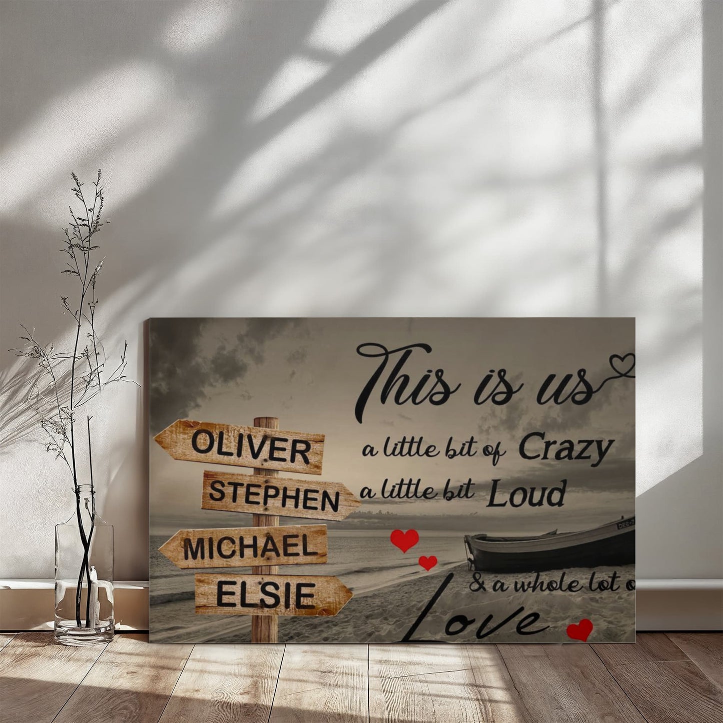 Ocean Beach Personalized Canvas, Multi-Names sign , Custom Family Canvas, Beach lovers Gifts