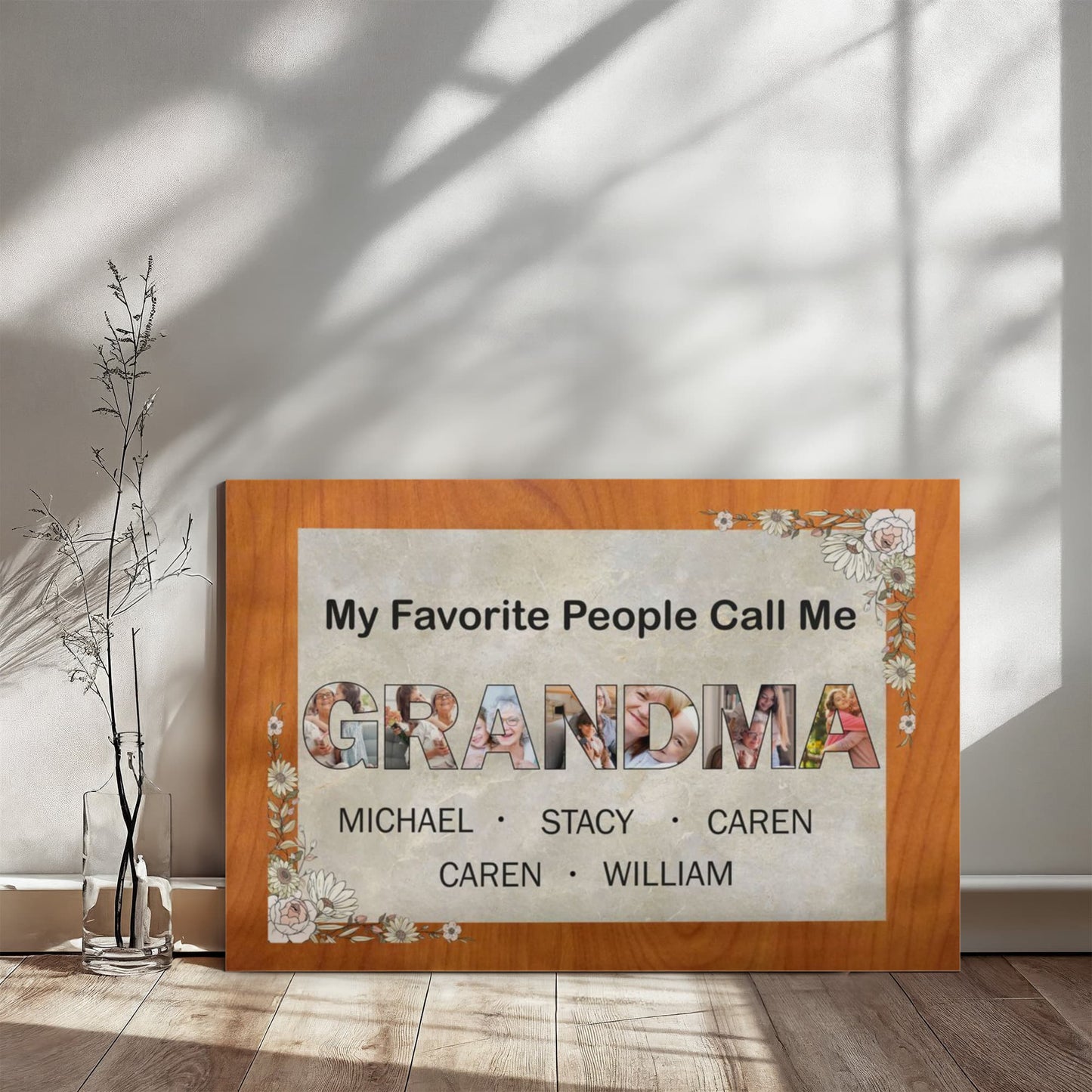 Personalized Mother Day Gifts For Grandma, Custom Photo Collage Canvas, Grandma Sign With Kids Names, Unique Grandkids Gift Ideas