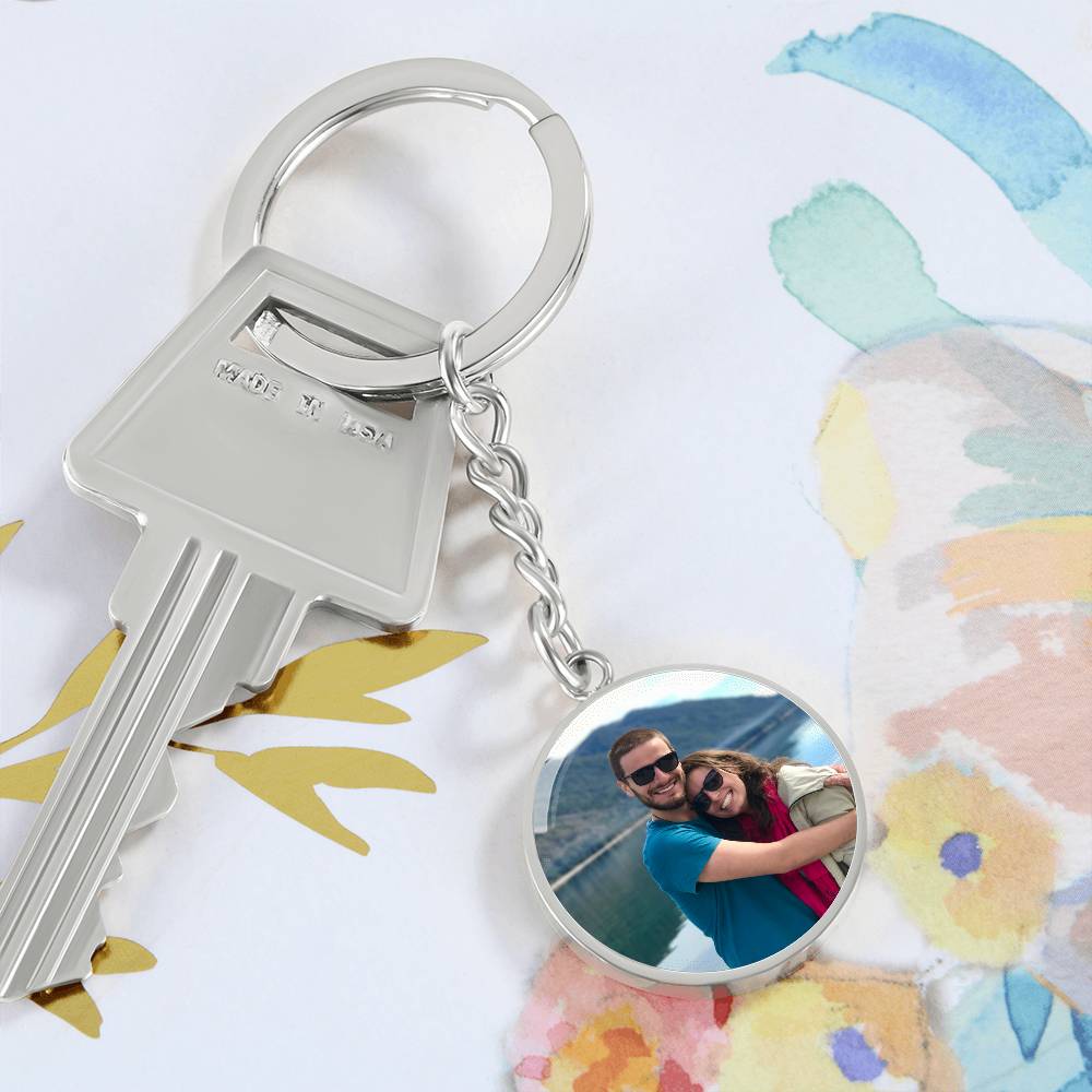 Circle Photo Keychain, Loss of Loved One Keychain, Personalized Memorial Gift, Remembrance Bereavement Gift, Custom Picture Keychain, Photo Keychain