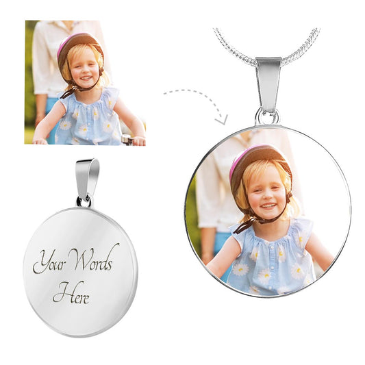 Pet Remembrance Bereavement Gift, Circle Photo Necklace, Loss of Pet Necklace, Dog Mom Gift, Custom Dog Photo Pendant Necklace, Picture Charm
