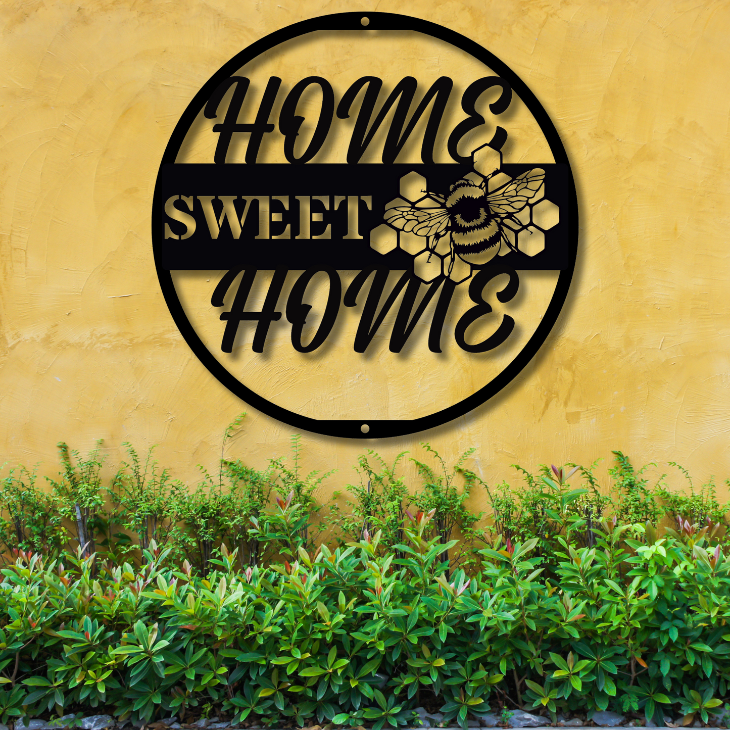 Welcome Home Bee Metal Sign, House Warming Gift, Wedding Gift, Large Wall Hanging Sign, Patio Entrway Metal Sign, Welcome Sign