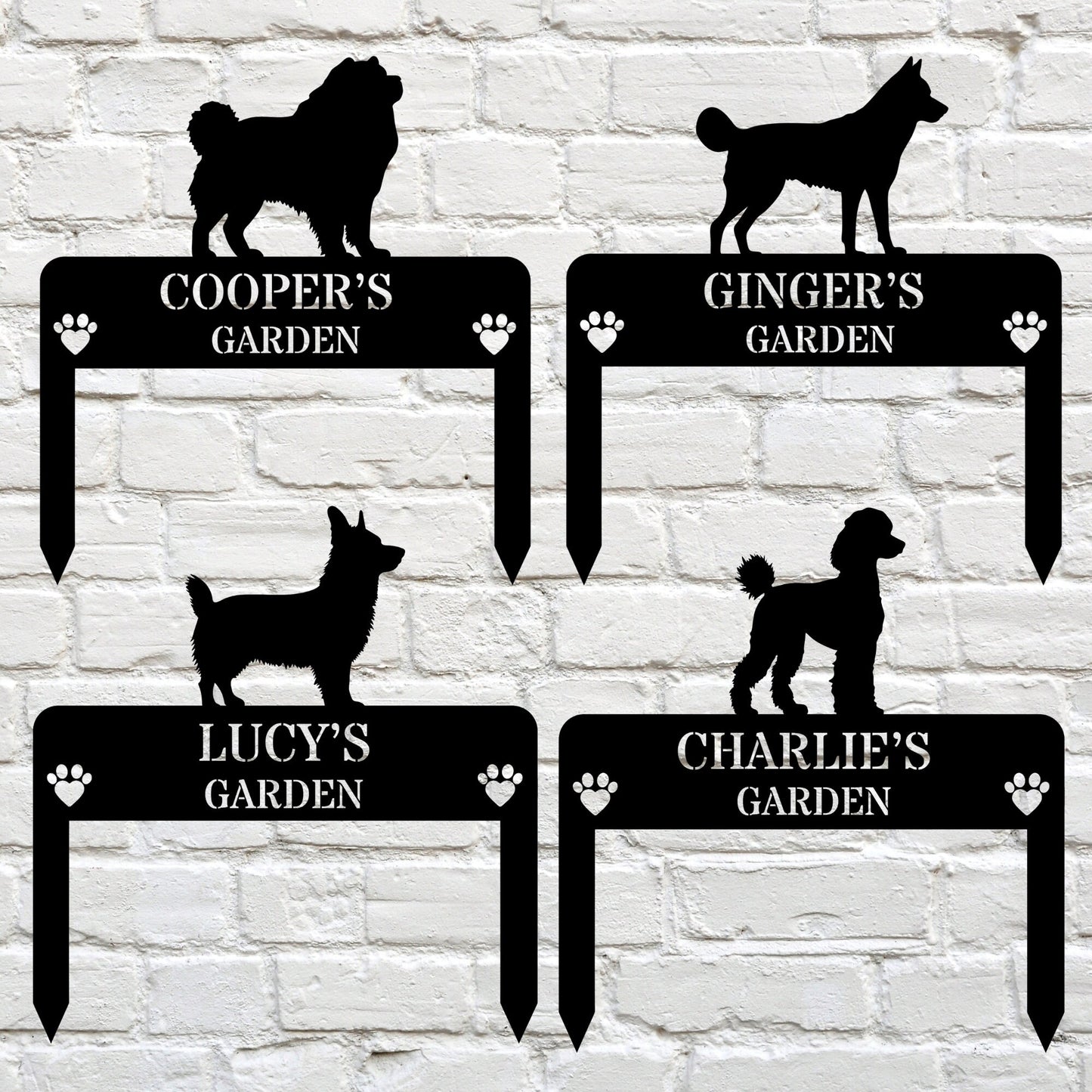 Customized Dog Garden Stake Metal Sign, Dog Memorial Metal Sign, Personalized Dog Name Stake, Pet Grave Markers, Dog Breeds Garden Art