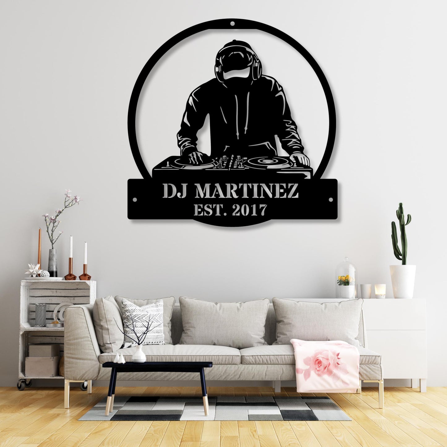 Personalized Disc Jockey Metal Sign, DJ Wall Metal Art Decor, DJ Gift, Music Room Wall Decor, Custom Name Music Lover Gift, Bar Pub Metal Wall Art, Small Business Sign