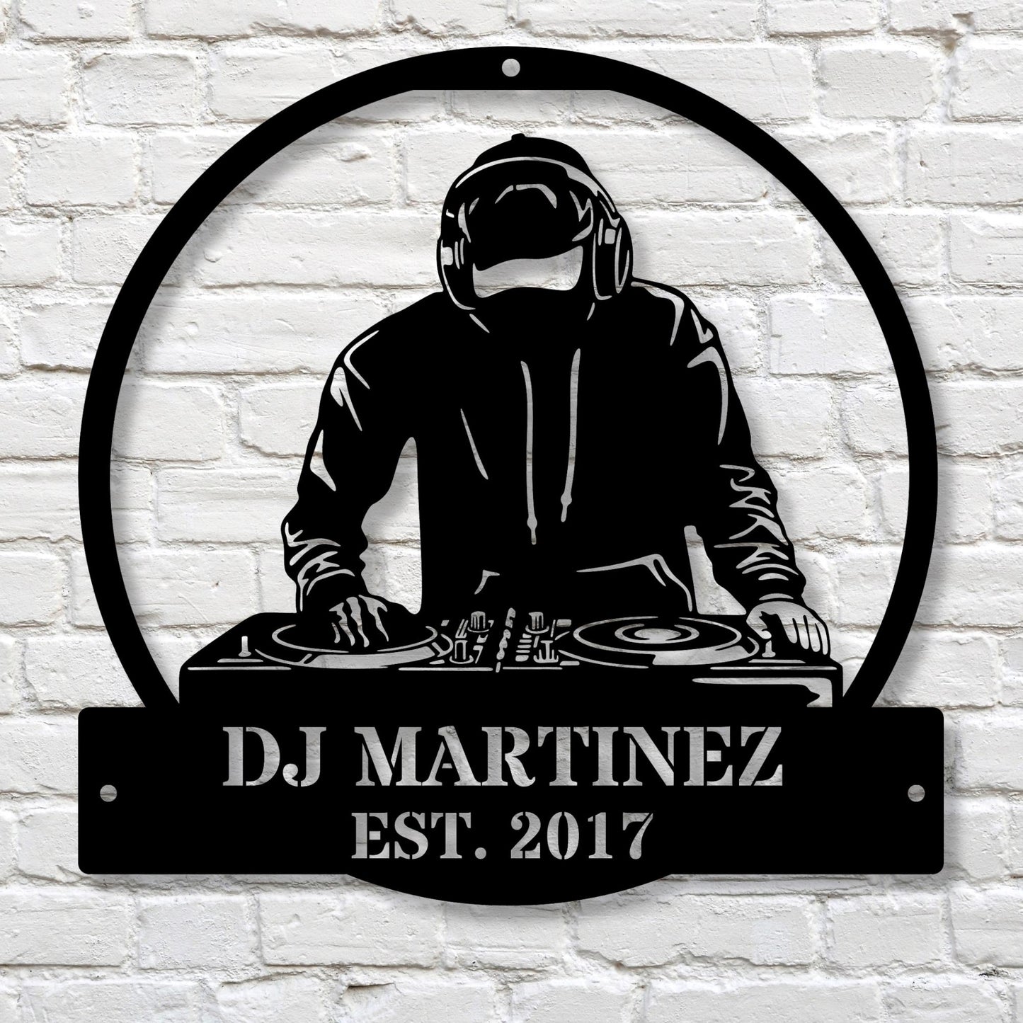 Personalized Disc Jockey Metal Sign, DJ Wall Metal Art Decor, DJ Gift, Music Room Wall Decor, Custom Name Music Lover Gift, Bar Pub Metal Wall Art, Small Business Sign