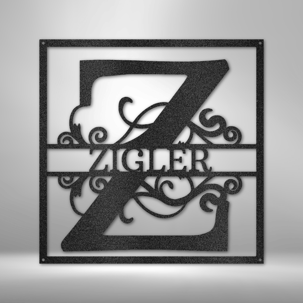 Personalized Split Square Metal Sign, Custom Split Square Metal Art, Last Name Wall Hanging, Gift For Him, Housewarming Gift.