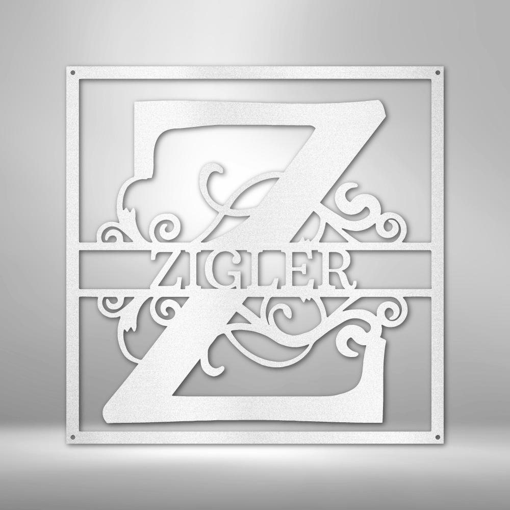 Personalized Split Square Metal Sign, Custom Split Square Metal Art, Last Name Wall Hanging, Gift For Him, Housewarming Gift.