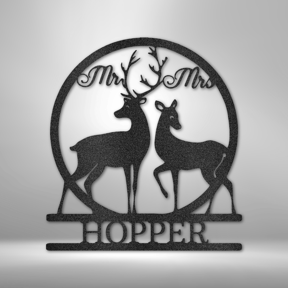 Personalized Mr and Mrs Deer Metal Sign, Custom Couple Name Metal Art Sign, Wedding Anniversary Gift, Housewarming Gift