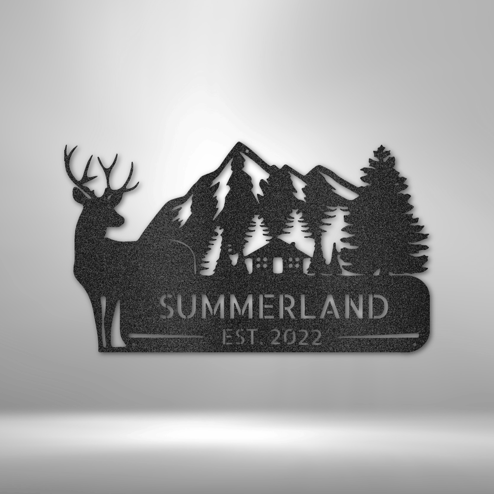 Personalized Mountain Deer Metal Sign, Custom Deer In The Wild Wall Decor, Housewarming Wall Art, Birthday Gift For Him, Indoor Hangings.