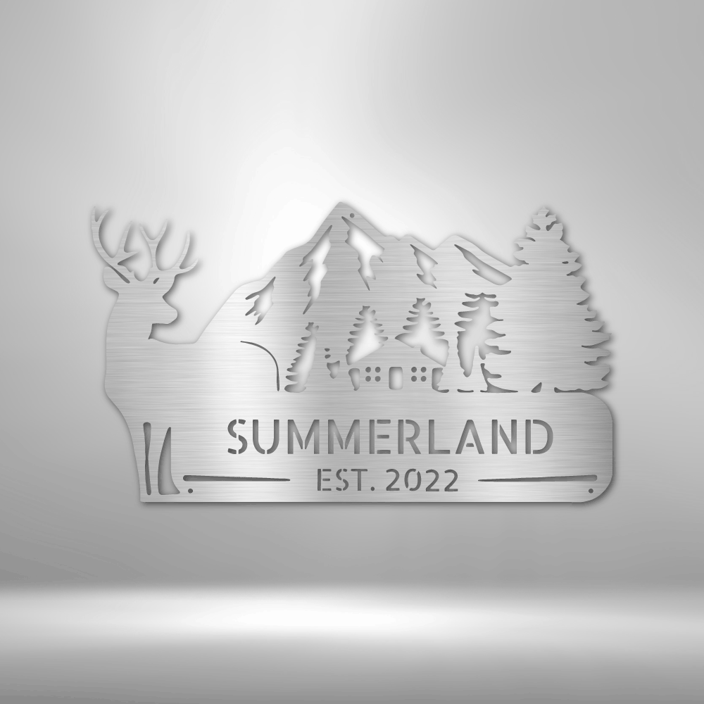 Personalized Mountain Deer Metal Sign, Custom Deer In The Wild Wall Decor, Housewarming Wall Art, Birthday Gift For Him, Indoor Hangings.