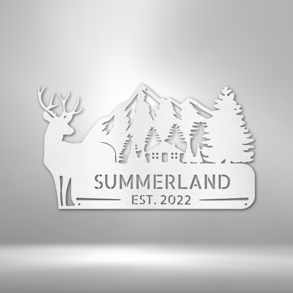 Personalized Mountain Deer Metal Sign, Custom Deer In The Wild Wall Decor, Housewarming Wall Art, Birthday Gift For Him, Indoor Hangings.