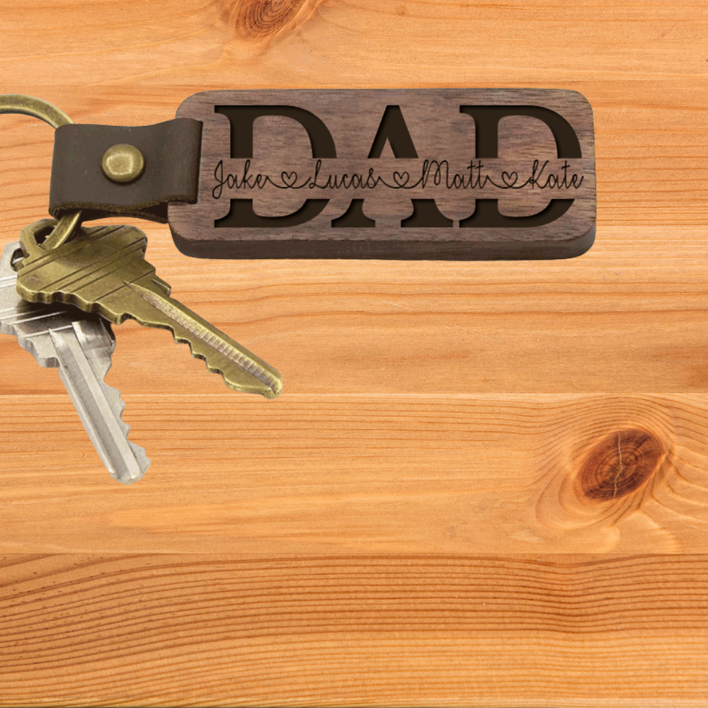 Custom Split Name Wooden Key Chain, Personalized Wooden Keychain Gift For Amazing  Dad , Birthday Gift For Him, Son To Dad, Daughter To Dad Gift.