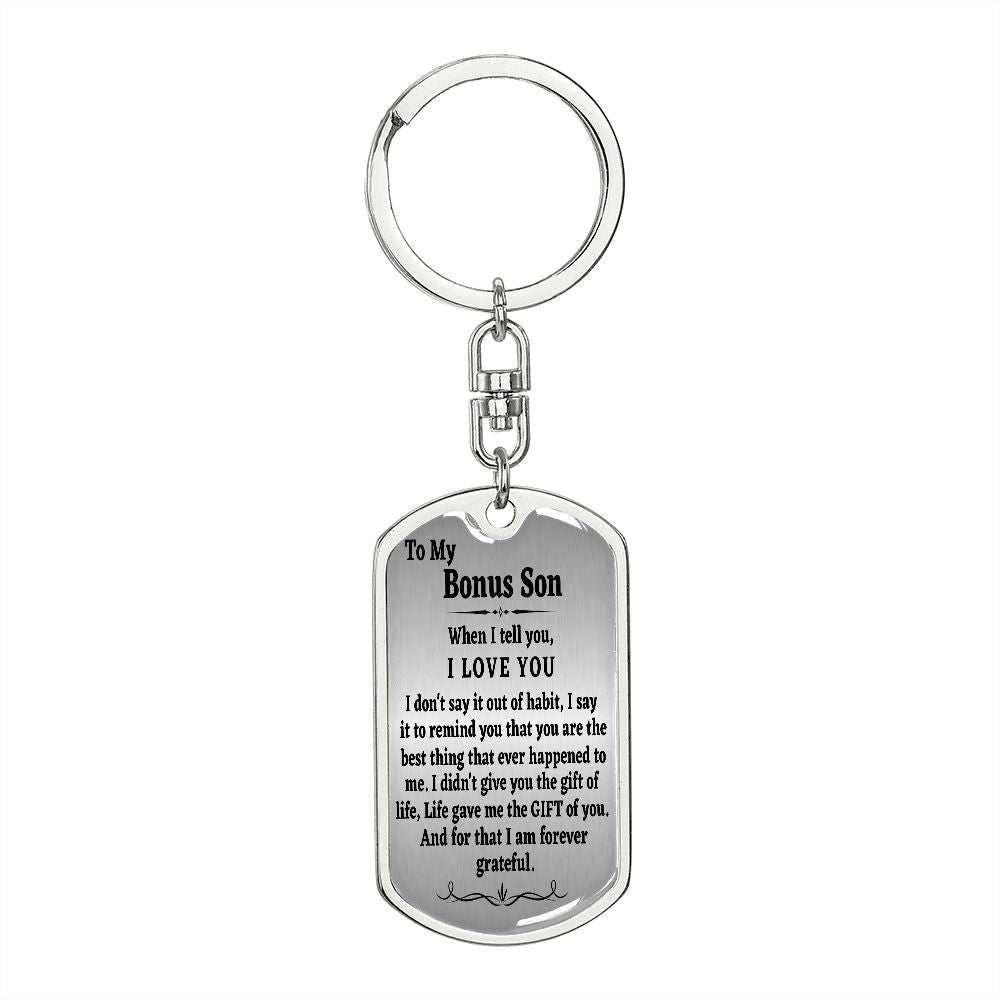 To My Bonus Son Keychain, Stepson Gift, Bonus Son Birthday Gift, Gift for Bonus Son From Stepdad, Christmas Gift