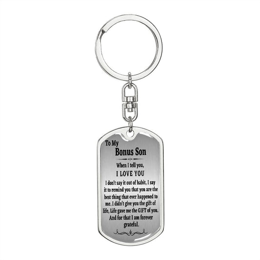 To My Bonus Son Keychain, Stepson Gift, Bonus Son Birthday Gift, Gift for Bonus Son From Stepdad, Christmas Gift