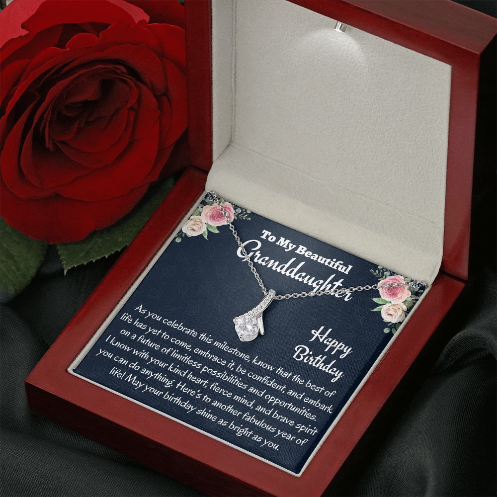 To My Beautiful Granddaughter, Alluring Beauty Necklace, Birthday Gift, Teen Jewelry, Christmas Gift, Grandpa To Granddaughter Gift, Happy Birthday.
