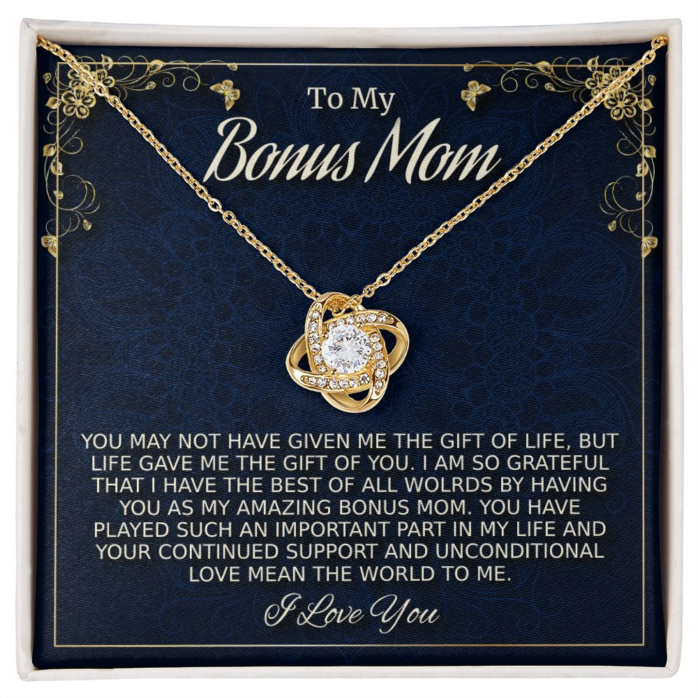 To My Bonus Mom, Love Knot Necklace, Mother's Day Gift, from Daughter In Law, Christmas Gift, Husband's Mom Gift, Mother-In Law Gift