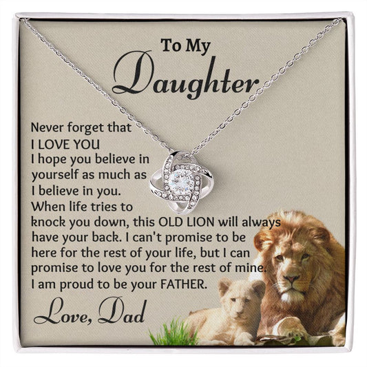 To My Daughter, Love Knot Necklace, Birthday Gift, Christmas Gift For Lovely Daughter, Dad To Daughter Gift, Appreciation Jewelry.