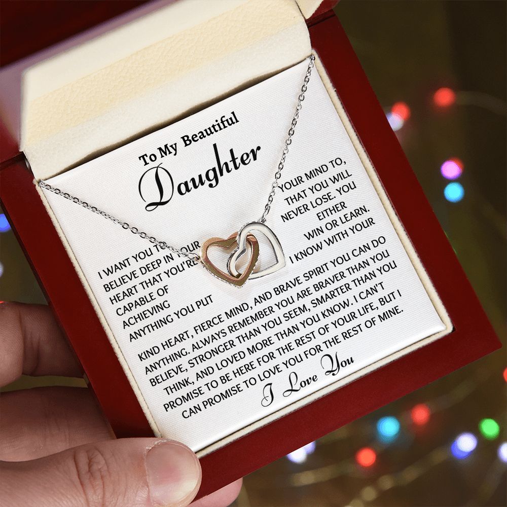 Beautiful Interlocking Hearts Daughter Necklace, You Are Capable, Birthday or Christmas Gift - Family Gear Collections