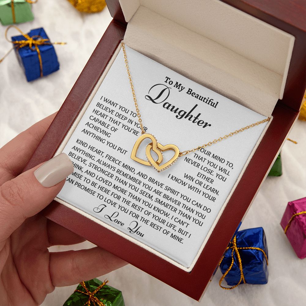 Beautiful Interlocking Hearts Daughter Necklace, You Are Capable, Birthday or Christmas Gift - Family Gear Collections