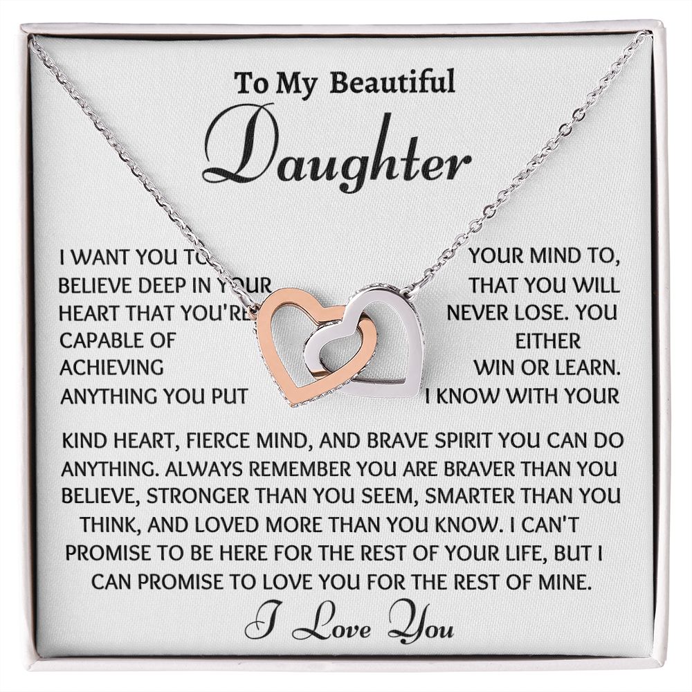 Beautiful Interlocking Hearts Daughter Necklace, You Are Capable, Birthday or Christmas Gift - Family Gear Collections