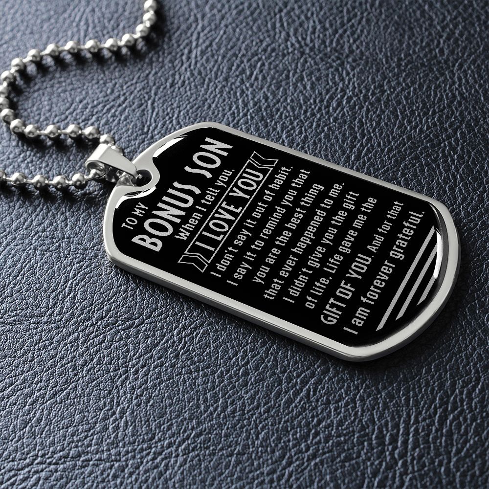 Bonus Son Chain, Stepson Gift, Gift for Bonus Son from Stepdad or Stepmom, Bonus Son Birthday Gift, Christmas Gift - Family Gear Collections
