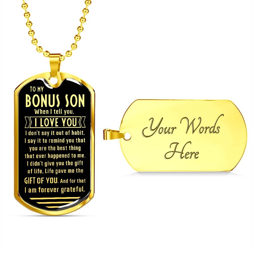 Bonus Son Chain, Stepson Gift, Gift for Bonus Son from Stepdad or Stepmom, Bonus Son Birthday Gift, Christmas Gift - Family Gear Collections