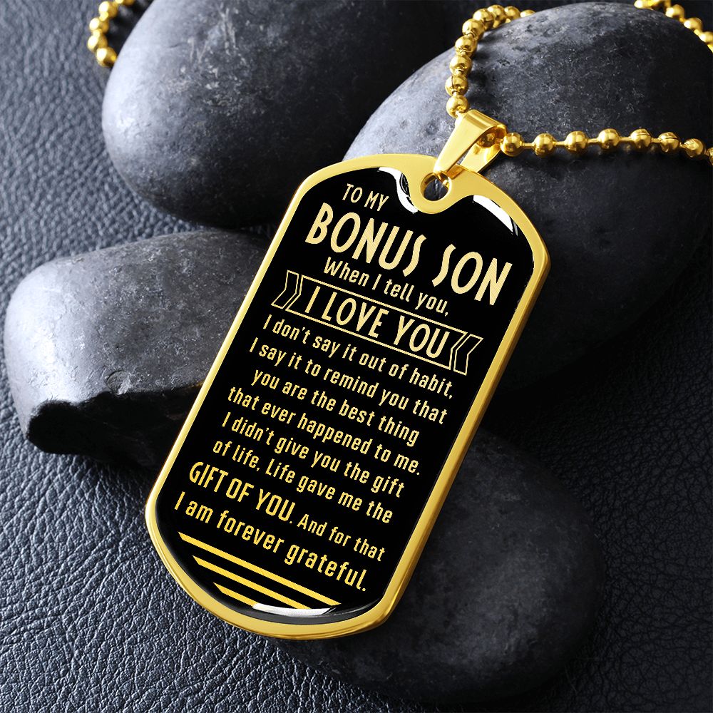 Bonus Son Chain, Stepson Gift, Gift for Bonus Son from Stepdad or Stepmom, Bonus Son Birthday Gift, Christmas Gift - Family Gear Collections