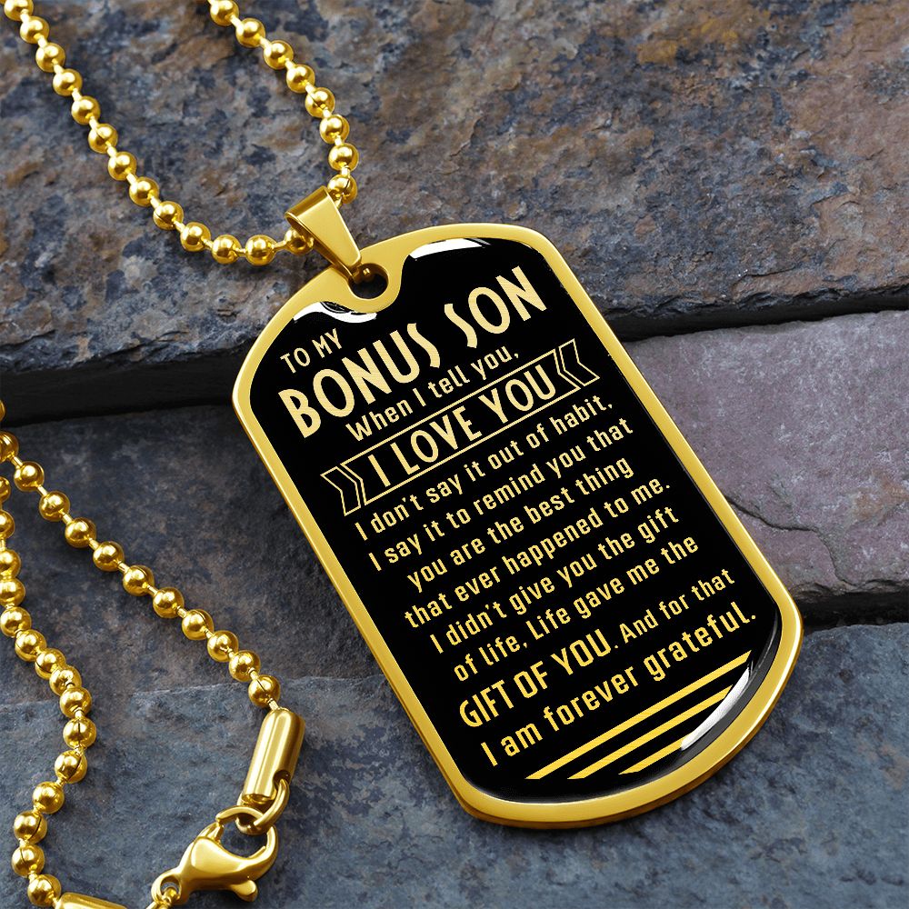 Bonus Son Chain, Stepson Gift, Gift for Bonus Son from Stepdad or Stepmom, Bonus Son Birthday Gift, Christmas Gift - Family Gear Collections