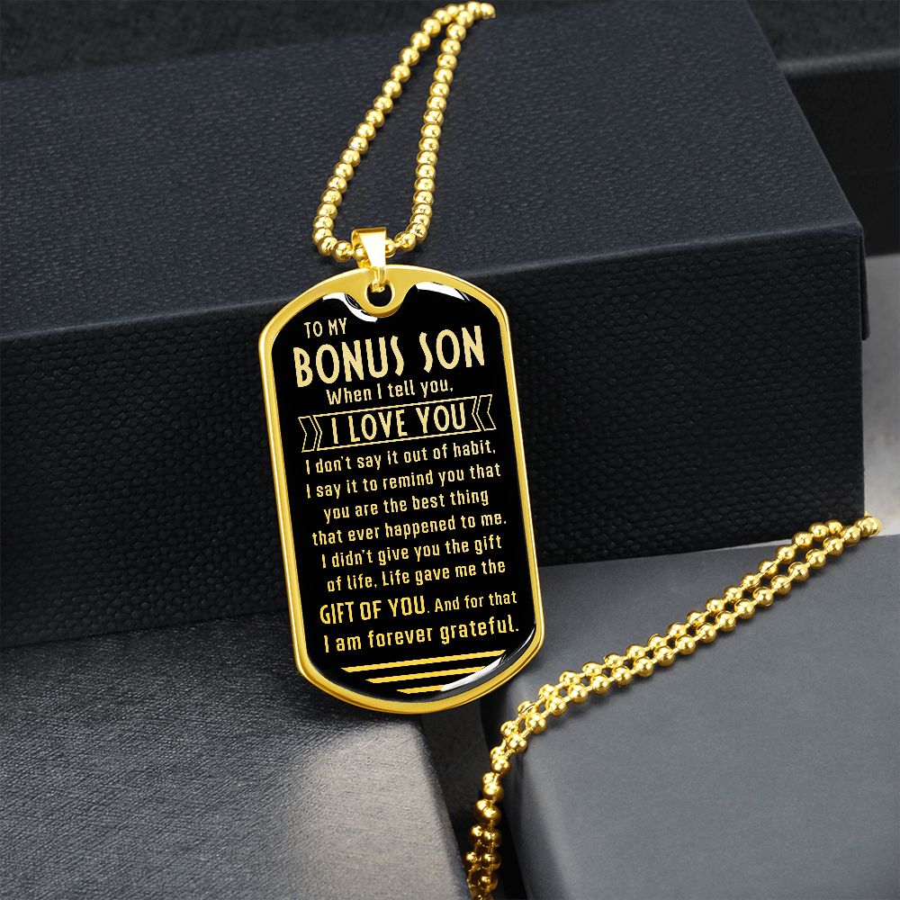 Bonus Son Chain, Stepson Gift, Gift for Bonus Son from Stepdad or Stepmom, Bonus Son Birthday Gift, Christmas Gift - Family Gear Collections