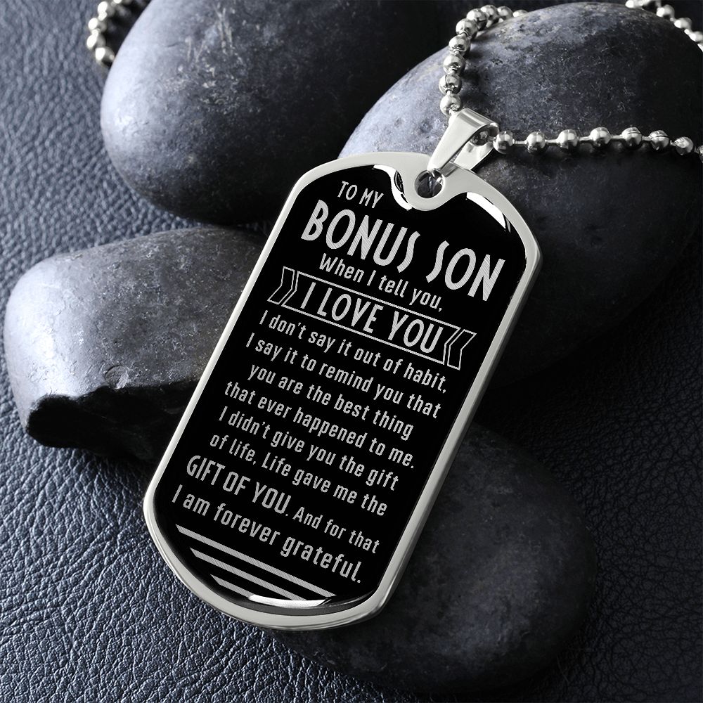 Bonus Son Chain, Stepson Gift, Gift for Bonus Son from Stepdad or Stepmom, Bonus Son Birthday Gift, Christmas Gift - Family Gear Collections